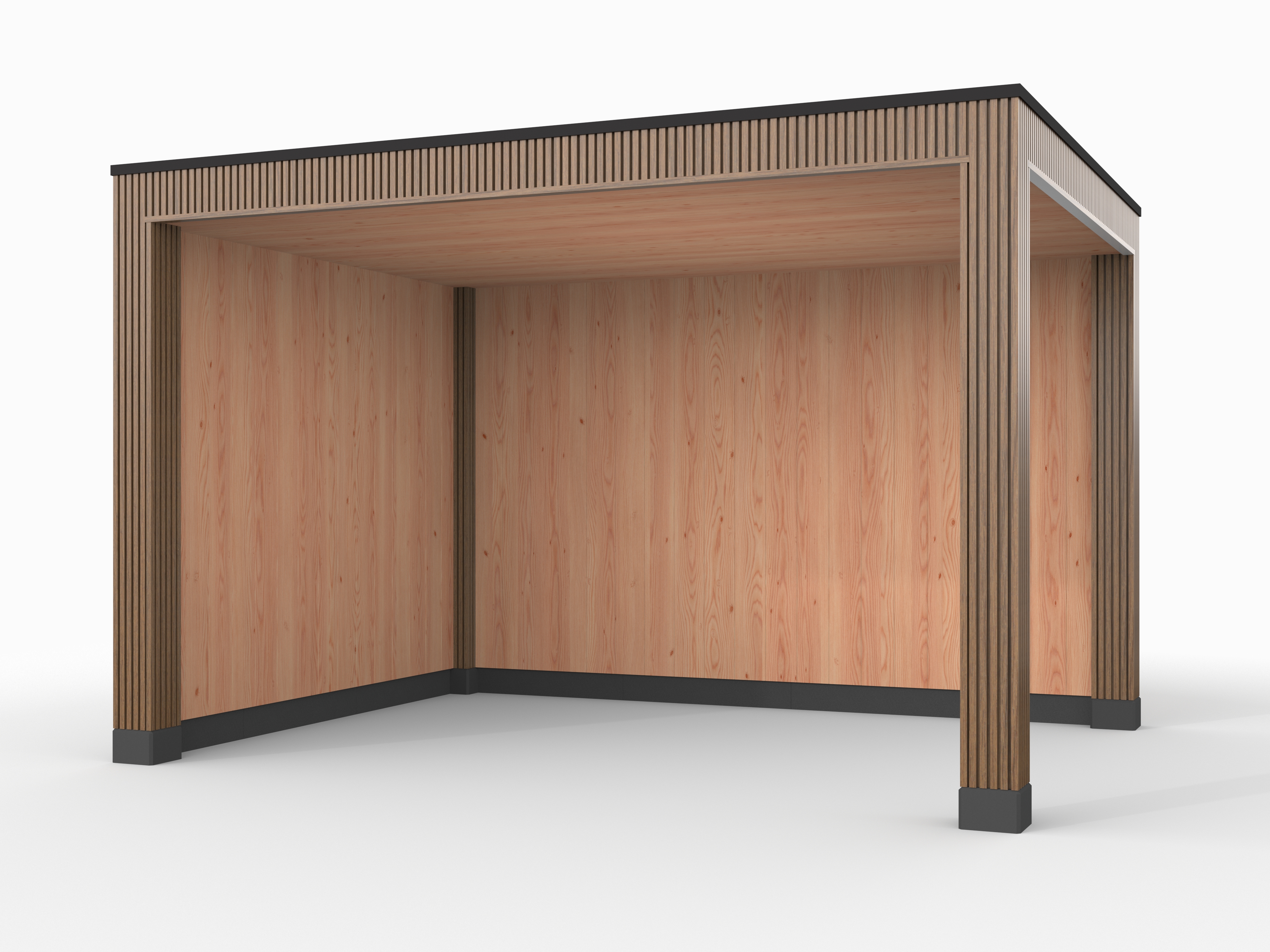 Douglas overkapping, 400 x 300, met achterwand en zijwand, Westwood Rhombus Teak - Afbeelding 1